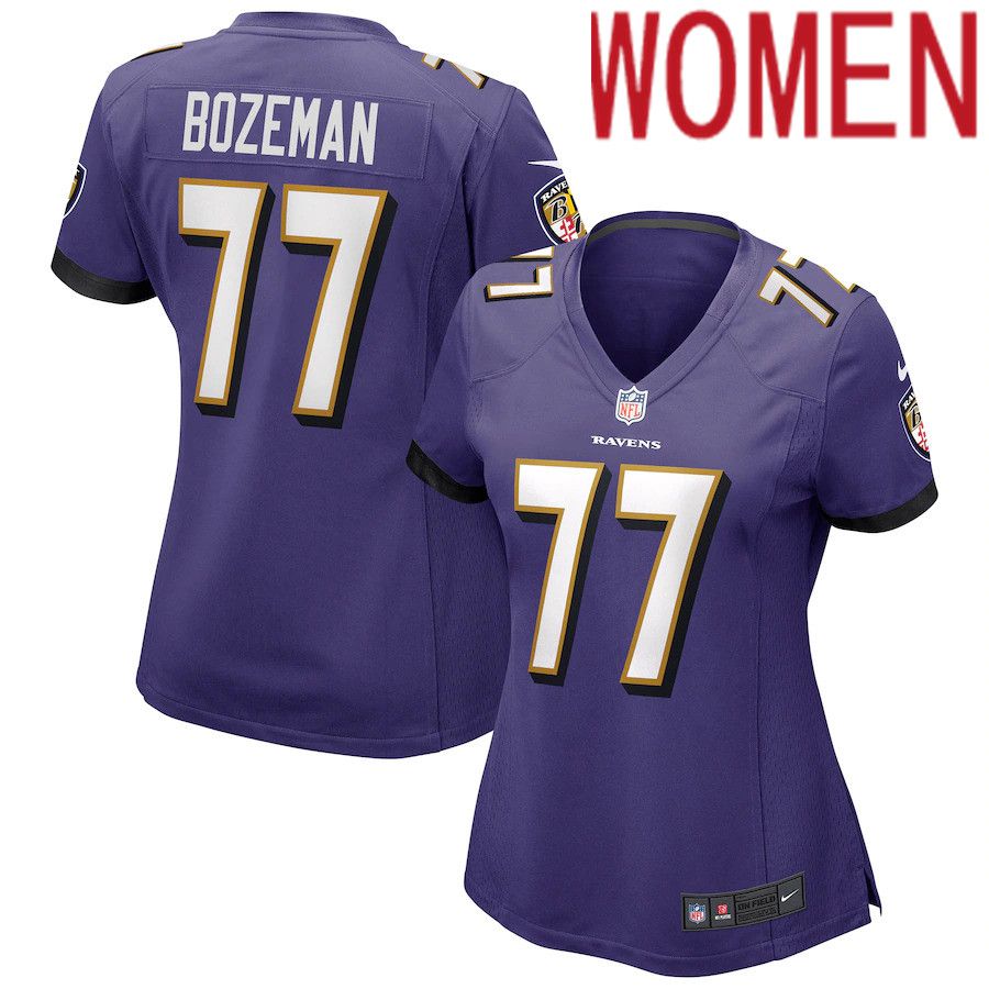 Women Baltimore Ravens #77 Bradley Bozeman Nike Purple Game NFL Jersey